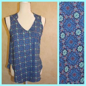 SALE! Sleeveless Medallion Blues Top by Lush, EUC-